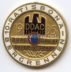 III. Reich - Der Deutsche Automobil Club ( D.D.A.C. ) - nichttragbare Siegerplakette - " DDAC Gau XI Bayer. Ostmark 10. Ratisbona-Bergrennen 1935 "