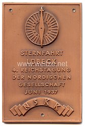 NSKK - nichttragbare Teilnehmerplakette - " Sternfahrt Lübeck 4. Reichstagung der Nordischen Gesellschaft Juni 1937 "
