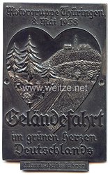 NSKK - nichttragbare Teilnehmerplakette - " Motorgruppe Thüringen - Geländefahrt im grünen Herzen Deutschlands 8. Mai 1938 - Mannschaftsfahrer "