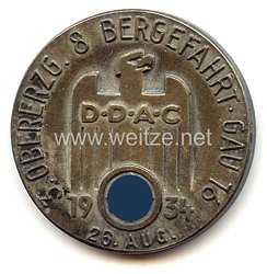 NSKK / DDAC - nichttragbare Auszeichnungsplakette - " 3. Obererzg. 8 Bergefahrt Gau 16 26. Aug. 1934 - Für sportliche Leistung "