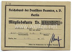 Reichsbund der Deutschen Beamten e.V. Berlin - Mitgliedskarte