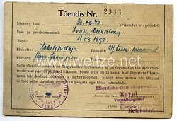 III. Reich / Estland - Eisenbahn-Betriebsdirektion Reval - Ausweis für einen Mann des Jahrgangs 1893 in der Deutschen Reichsbahn