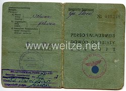 III. Reich / Kommissarischer Bürgermeister der Gemeinde Klezk - Personalausweis für eine Frau des Jahrgangs 1919