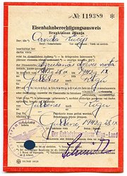 III. Reich / Lettland - Der Gebietskommissar Riga-Land - Eisenbahnberechtigungsausweis