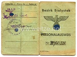 III. Reich / Besetzte Ostgebiete - Bezirk Bialystok - Personalausweis für eine Frau des Jahrgangs 1909