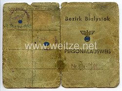 III. Reich / Besetzte Ostgebiete - Bezirk Bialystok - Personalausweis für eine Frau des Jahrgangs 1922