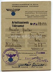 III. Reich - Generalkommissar in Reval ( Estland ) - Arbeitsausweis für einen Mann des Jahrgangs 1893