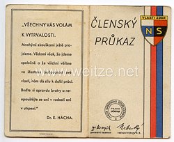 III. Reich - Tschecheslowakei - Narodni Sourucenstvi ( NS ) - Mitgliedsausweis für einen Jungen des Jahrgangs 1911
