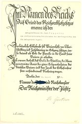 III. Reich - Der Reichsminister der Justiz Dr. Franz Gürtner - Originalunterschrift auf einer Ernennungsurkunde