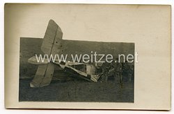 1. Weltkrieg Fliegerei: Foto eines abgestürzten Flugzeuges