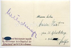 III. Reich - Originalunterschrift von Pfarrer a.D. Ludwig Münchmeyer, M.d.R. - Träger des Goldenen Parteiabzeichens -