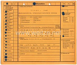 Sicherheitsdienst des Reichsführers SS ( SD ) - SS-Stammkarte für einen Kriminalbeamten der SD-Dienststelle Kriminalpolizeistelle Koblenz