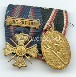 Schnalle Preussen Regiments-Erinnerungskreuz des 10. Rheinisches Infanterie-Regiment Nr. 161 und Kyffhäuser Kriegsdenkmünze 1914-1918