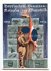 III. Reich - farbige Propaganda-Postkarte - " Bayrisches Beamten-Notopfer zur Winterhilfe 1933-1934 "