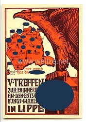 III. Reich - farbige Propaganda-Postkarte - " V. Treffen zur Erinnerung an den Entscheidungs-Wahlsieg in Lippe - hier sprach 1933 der Führer "
