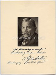 1. Weltkrieg - Originalunterschrift des Pour le Mérite mit Eichenlaub Trägers Generalleutnant Freiherr Oskar von Watter