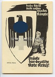 III. Reich - Propaganda-Postkarte - " Dieser Schild deckt unsere wunden Kämpfer - Stärkt das Deutsche Rote Kreuz ! "