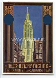 III. Reich - farbige Propaganda-Postkarte - " NSLB-Reichstagung Frankfurt a.M. 3.-5. August 1934 " ( Nationalsozialistischer Lehrerbund )