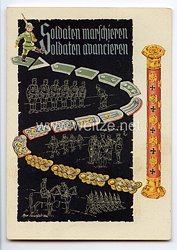 III. Reich - farbige Propaganda-Postkarte - " Soldaten marschieren - Soldaten avancieren "