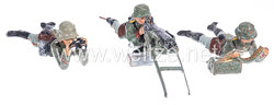 Elastolin - Heer MG Schütze liegend am SMG mit Schütze Munition zuführend und Gewehrführer mit Fernglas
