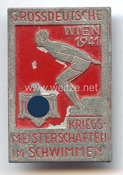 III. Reich - offizielles Teilnehmerabzeichen " Grossdeutsche Kriegsmeisterschaften im Schwimmen Wien 1941 "