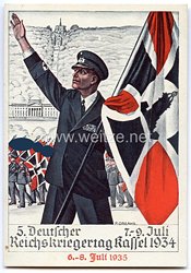 III. Reich - farbige Propaganda-Postkarte - " 5. Deutscher Reichskriegertag Kassel 7.-9. Juli 1935 / 6.-8. Juli 1935 "