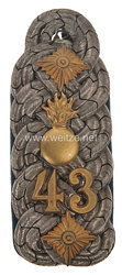 Preußen Einzel Schulterstück für einen Oberst und wahrscheinlich Regimentskommandeur im Cleveschen Feldartillerie-Regiment Nr. 43