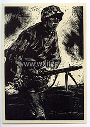 SS - Propaganda-Postkarte - " Männer der Waffen-SS - LMG-Schütze "