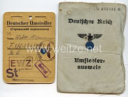 III. Reich - Umsiedlerausweis und Kennkarte für einen Mann des Jahrgangs 1904 aus Rußland