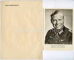 Heer - Briefpapier und Portraitpostkarte von Ritterkreuzträger Major Erich Bärenfänger