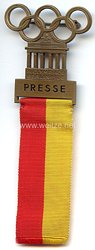 XI. Olympischen Spiele 1936 Berlin - Offizielles Teilnehmerabzeichen für einen Angehörigen der Presse