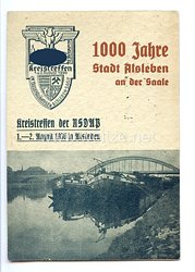 III. Reich - farbige Propaganda-Postkarte - " 1000 Jahre Stadt Alsleben an der Saale - Kreistreffen der NSDAP 1.-2. August 1936 in Alsleben "