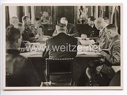 III. Reich - Propaganda-Postkarte - " Adolf Hitler - Compiègne 1940 - Blick in den historischen Wagen während der Verhandlungen "