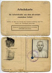 III. Reich - Arbeitskarte für Arbeitskräfte aus dem alt-sowjet-russischen Gebiet