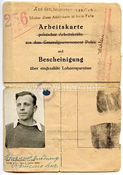 III. Reich - Arbeitskarte für Arbeitskräfte aus den besetzten Ostgebieten