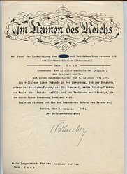 III. Reich - Originalunterschrift von Reichswehrminister Werner von Blomberg auf einer Ernennungsurkunde 