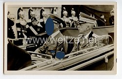 III. Reich - Propaganda-Postkarte - " Adolf Hitler in Italien - Auf dem Wege zur Truppenparade in Rom  "