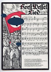 III. Reich - farbige Propaganda-Postkarte - " Horst Wessel Lied "