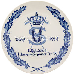 Ehrenschale aus Meißner Porzellan des "II. Kgl. Sächsischen Ulanen-Regiment Nr. 18"