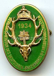 Deutscher Jägerbund ( DJB ) - Abzeichen " Verbandsmeister des Deutschen Jägerbundes im Wehrmannschiessen 1934 "