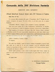 Italien - 210. Infanterie-Division - 2 Dokumente nach Beendigung des 2. Weltkrieges