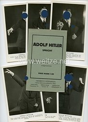 III. Reich - Propaganda-Postkarten-Serie - " Adolf Hitler spricht - 6 photographische Momente während einer Rede Adolf Hitler's aufgenommen "
