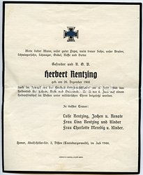 Heer - Trauerblatt zum Heldentod eines Gefreiten und R.O.B. der am 3. Juni 1944 gefallen ist