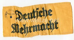 Wehrmacht Armbinde "Deutsche Wehrmacht" für Zivilangestellte mit Fweldpostnummer 14434