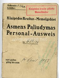 Weimarer Republik - Memelgebiet Personalausweis der Stadt " Memel " für einen Mann des Jahrgangs 1909