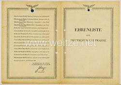 Ehrenliste der Deutschen Luftwaffe - Ausgabe vom 30. November 1942 Verleihungen Ehrenpokal