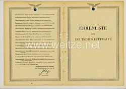 Ehrenliste der Deutschen Luftwaffe - Ausgabe vom 07.September 1942 Verleihungen DK in Gold