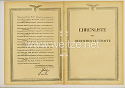 Ehrenliste der Deutschen Luftwaffe - Ausgabe vom 21.September 1942 Verleihungen DK in Gold 
