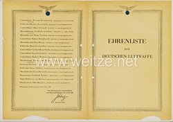 Ehrenliste der Deutschen Luftwaffe - Ausgabe vom 16.November 1942 Verleihungen DK in Gold 