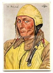 Luftwaffe - Willrich farbige Propaganda-Postkarte - Ritterkreuzträger Oberleutnant Steinhoff